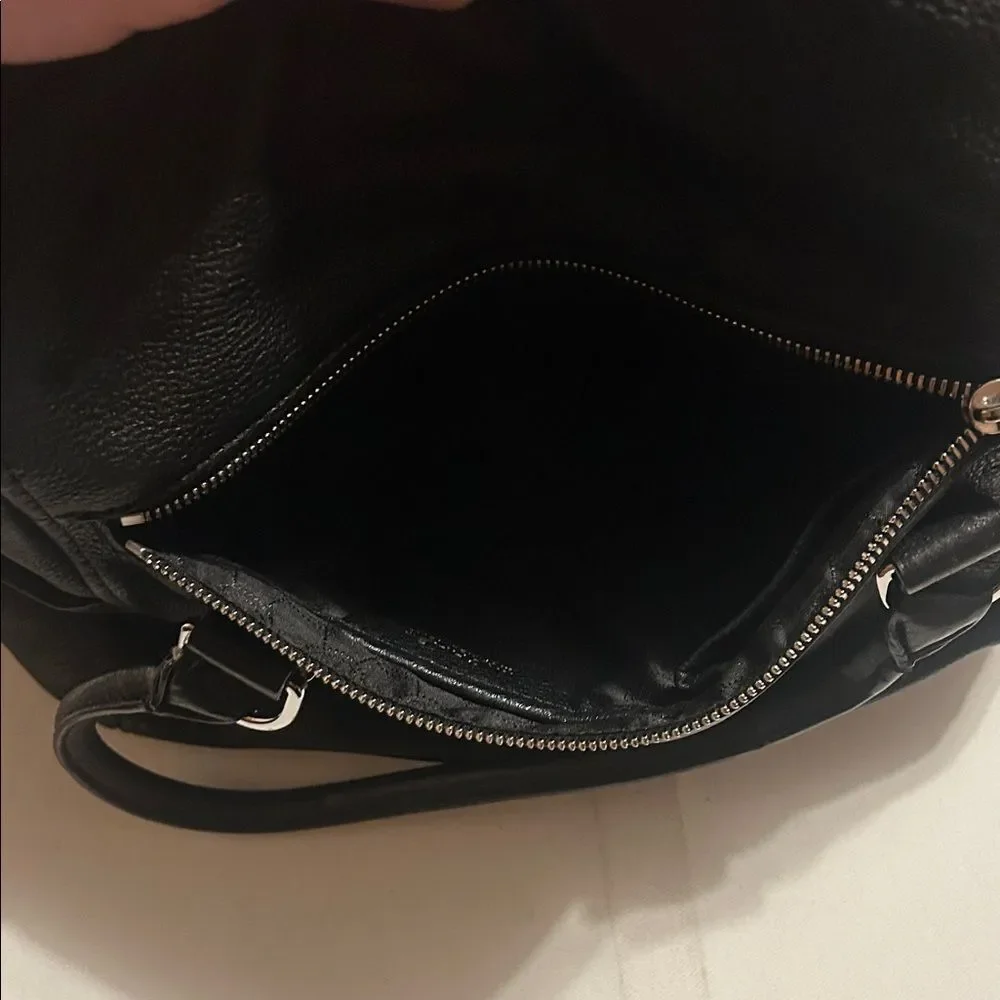 Michael Kors Black Pebbled Leather Shoulder Bag with Silver Hardware